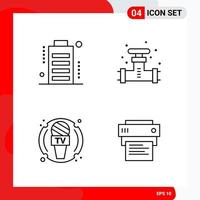 conjunto creativo de 4 iconos de contorno universal aislado sobre fondo blanco vector