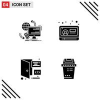 Set of Vector Solid Glyphs on Grid for access browser remote play development Editable Vector Design Elements