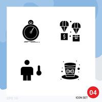 User Interface Solid Glyph Pack of modern Signs and Symbols of done parachute speed delivery body Editable Vector Design Elements