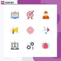 Set of 9 Modern UI Icons Symbols Signs for flower anemone fighter speaker announce Editable Vector Design Elements