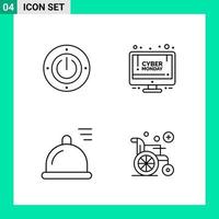 paquete de 4 iconos de estilo de línea establece símbolos de esquema para imprimir signos creativos aislados en fondo blanco 4 conjunto de iconos vector