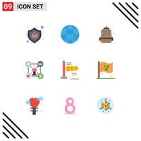 Conjunto de 9 colores planos universales para aplicaciones web y móviles aire agregar mochila como elementos de diseño vectorial editables por el usuario vector