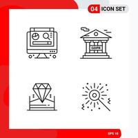 Creative Set of 4 Universal Outline Icons isolated on White Background vector