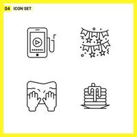 4 Icon Set Simple Line Symbols Outline Sign on White Background for Website Design Mobile Applications and Print Media vector