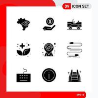 Creative Set of 9 Universal Glyph Icons isolated on White Background vector