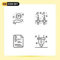 4 Line concept for Websites Mobile and Apps faq document support gemstone education Editable Vector Design Elements