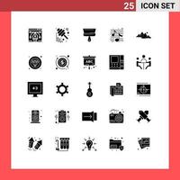 Mobile Interface Solid Glyph Set of 25 Pictograms of mountain party jar song tool Editable Vector Design Elements