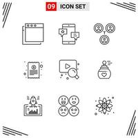 9 Icons Line Style Grid Based Creative Outline Symbols for Website Design Simple Line Icon Signs Isolated on White Background 9 Icon Set vector