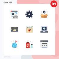 Pictogram Set of 9 Simple Flat Colors of coding calendar gear appointment board Editable Vector Design Elements