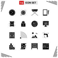 16 Icons Solid Style Grid Based Creative Glyph Symbols for Website Design Simple Solid Icon Signs Isolated on White Background 16 Icon Set vector