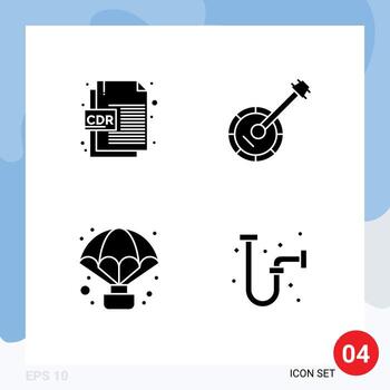 4 Universal Solid Glyph Signs Symbols of cdr file adventure file format instrument balloon Editable Vector Design Elements