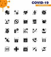 25 Solid Glyph Coronavirus Covid19 Icon pack such as smart watch medical healthcare health care viral coronavirus 2019nov disease Vector Design Elements