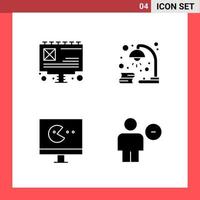 4 Icon Pack Solid Style Glyph Symbols on White Background Simple Signs for general designing vector