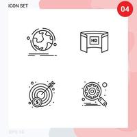 Universal Icon Symbols Group of 4 Modern Filledline Flat Colors of globe hd connection display profit Editable Vector Design Elements