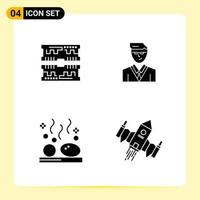 4 Creative Icons for Modern website design and responsive mobile apps 4 Glyph Symbols Signs on White Background 4 Icon Pack vector