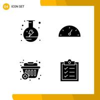 4 Icon Set Solid Style Icon Pack Glyph Symbols isolated on White Backgound for Responsive Website Designing vector