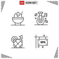 4 Icons Line Style Grid Based Creative Outline Symbols for Website Design Simple Line Icon Signs Isolated on White Background 4 Icon Set vector