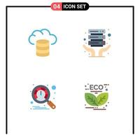 4 iconos planos universales firman símbolos de hoja de copia de seguridad alojamiento de Internet panel energía elementos de diseño vectorial editables vector