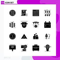 Solid Icon set Pack of 16 Glyph Icons isolated on White Background for Web Print and Mobile vector