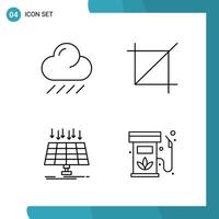 Vector Pack of 4 Outline Symbols Line Style Icon Set on White Background for Web and Mobile