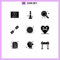 9 Universal Solid Glyph Signs Symbols of power link torch connection find Editable Vector Design Elements