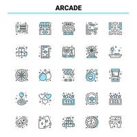25 conjunto de iconos negros y azules de arcade diseño de iconos creativos y plantilla de logotipo vector