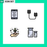 Stock Vector Icon Pack of 4 Line Signs and Symbols for mobile agriculture computers gadget green Editable Vector Design Elements