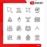 conjunto creativo de 16 iconos de contorno universal aislado sobre fondo blanco vector