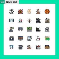 Mobile Interface Filled line Flat Color Set of 25 Pictograms of baseball tools revenue construction knowledge Editable Vector Design Elements