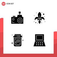 Pack of 4 Universal Glyph Icons for Print Media on White Background vector