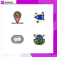 Mobile Interface Filledline Flat Color Set of 4 Pictograms of check in ecology left stadium green Editable Vector Design Elements