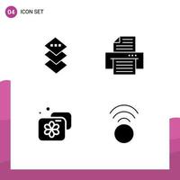 Universal Icon Symbols Group of 4 Modern Solid Glyphs of design spa device accommodation signal Editable Vector Design Elements