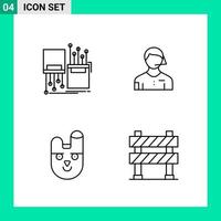 Pack of 4 Line Style Icon Set Outline Symbols for print Creative Signs Isolated on White Background 4 Icon Set vector