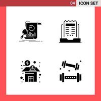 4 Icon Pack Solid Style Glyph Symbols on White Background Simple Signs for general designing vector