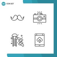 Vector Pack of 4 Outline Symbols Line Style Icon Set on White Background for Web and Mobile