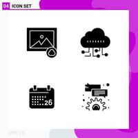 Solid Icon set Pack of 4 Glyph Icons isolated on White Background for Web Print and Mobile vector