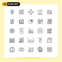 25 User Interface Line Pack of modern Signs and Symbols of day e cross wrench discount commerce Editable Vector Design Elements