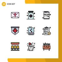 Set of 9 Modern UI Icons Symbols Signs for flask sign code canada tag Editable Vector Design Elements