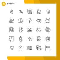 conjunto de 25 iconos de interfaz de usuario modernos símbolos signos para notificación vista cuchillo lápiz documento elementos de diseño vectorial editables vector