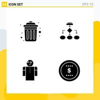 Collection of 4 Universal Solid Icons Icon Set for Web and Mobile vector