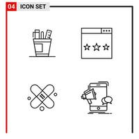 4 General Icons for website design print and mobile apps 4 Outline Symbols Signs Isolated on White Background 4 Icon Pack vector