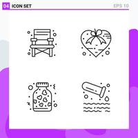 conjunto de 4 iconos en estilo de línea símbolos de contorno creativo para el diseño de sitios web y aplicaciones móviles signo de icono de línea simple aislado en fondo blanco 4 iconos vector