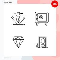 Vector Pack of 4 Icons in Line Style Creative Outline Pack isolated on White Background for Web and Mobile