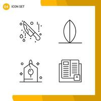 4 Icon Set Line Style Icon Pack Outline Symbols isolated on White Backgound for Responsive Website Designing vector