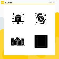 Collection of 4 Universal Solid Icons Icon Set for Web and Mobile vector