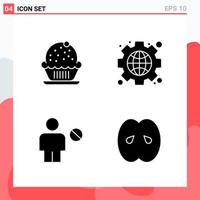 Collection of 4 Vector Icons in solid style Modern Glyph Symbols for Web and Mobile Solid Icon Sign Isolated on White Background 4 Icons