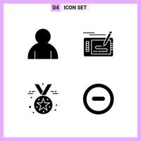 4 Icons in Solid Style Glyph Symbols on White Background Creative Vector Signs for Web mobile and Print