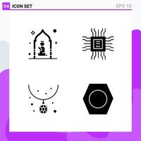 Set of 4 icons in solid style Creative Glyph Symbols for Website Design and Mobile Apps Simple Solid Icon Sign Isolated on White Background 4 Icons vector