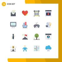 16 concepto de color plano para sitios web móviles y aplicaciones página del sitio web cpu de internet favorito paquete editable de elementos de diseño de vectores creativos