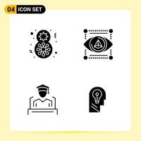 4 Creative Icons for Modern website design and responsive mobile apps 4 Glyph Symbols Signs on White Background 4 Icon Pack vector